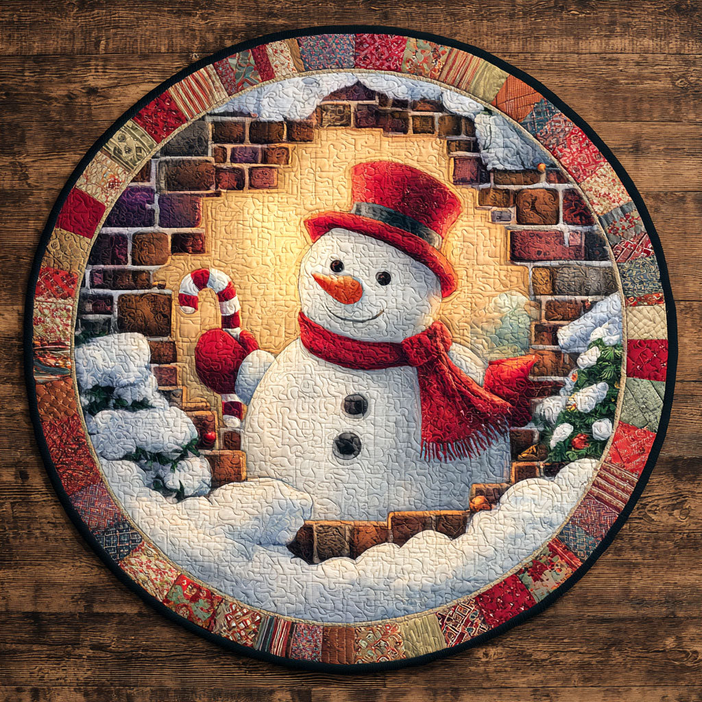 Smiley Frost Snowman WN1111075CL Quilted Round Mat