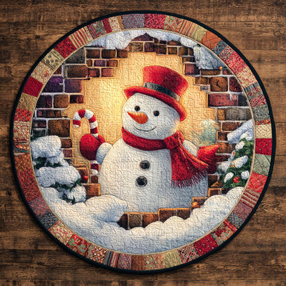 Smiley Frost Snowman WN1111075CL Quilted Round Mat