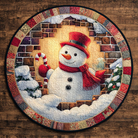 Smiley Frost Snowman WN1111075CL Quilted Round Mat