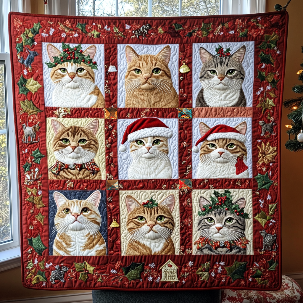 Cats In Christmas Night XR0810003CL Quilt