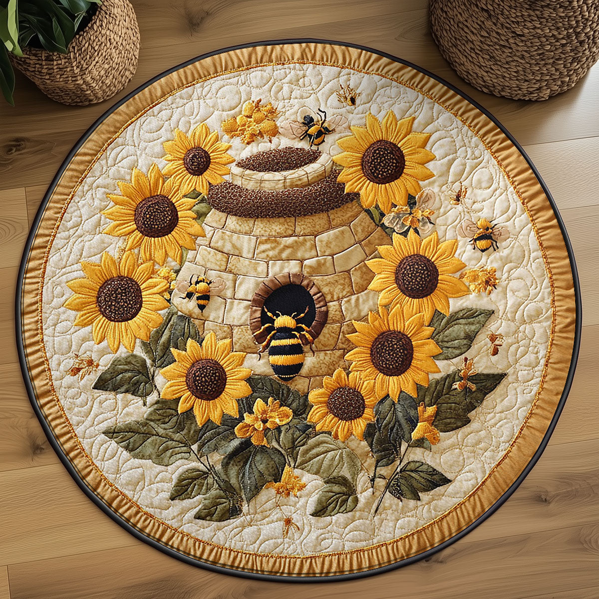 Golden Hive WY2203058CL Quilted Round Mat