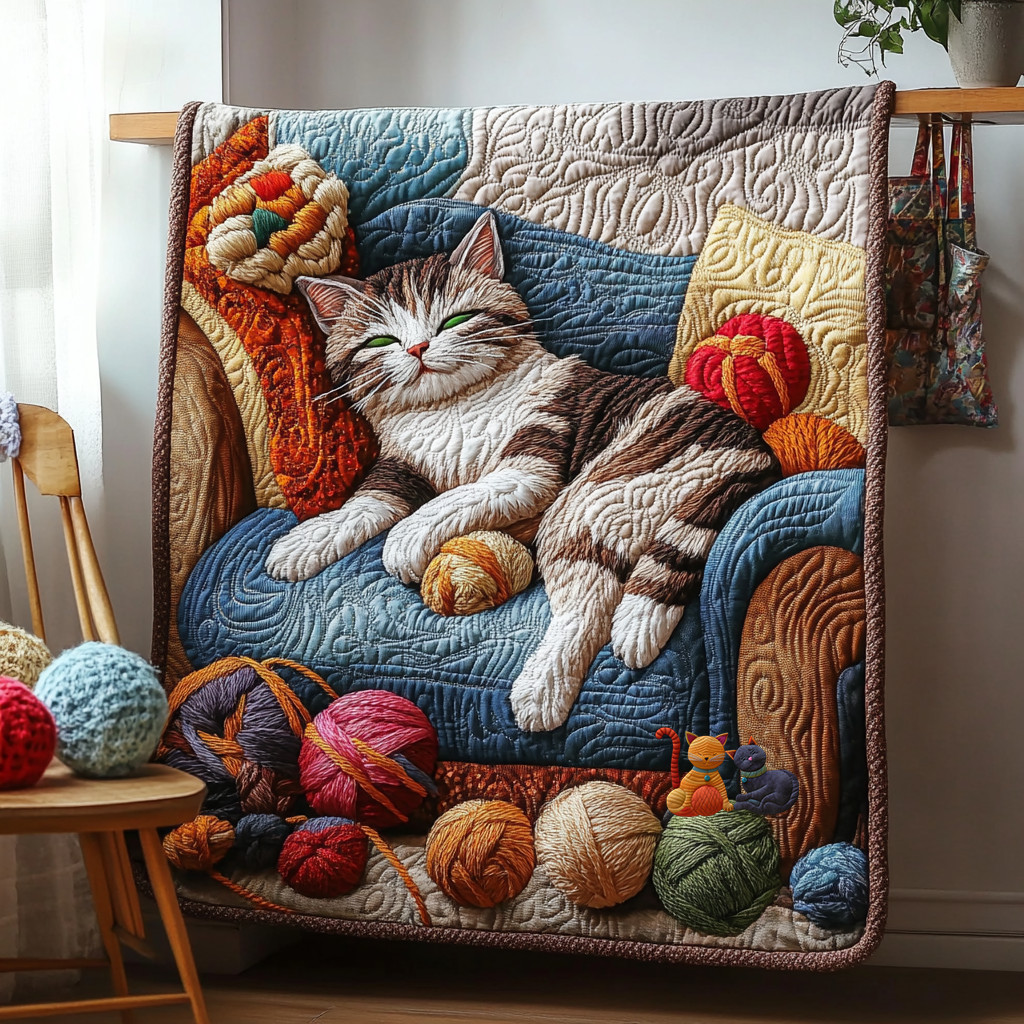 Cat Sleeping In Crochet Sofa YR2511003CL Quilt