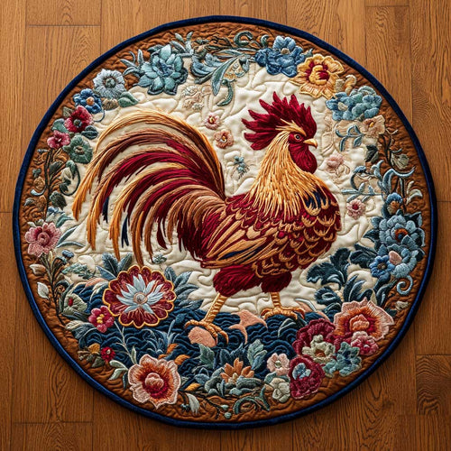 Rooster Of Fortune WN1405038CL Quilted Round Mat