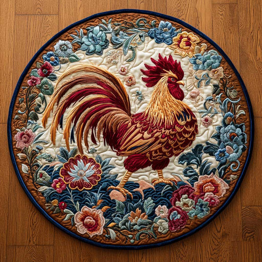 Rooster Of Fortune WN1405038CL Quilted Round Mat