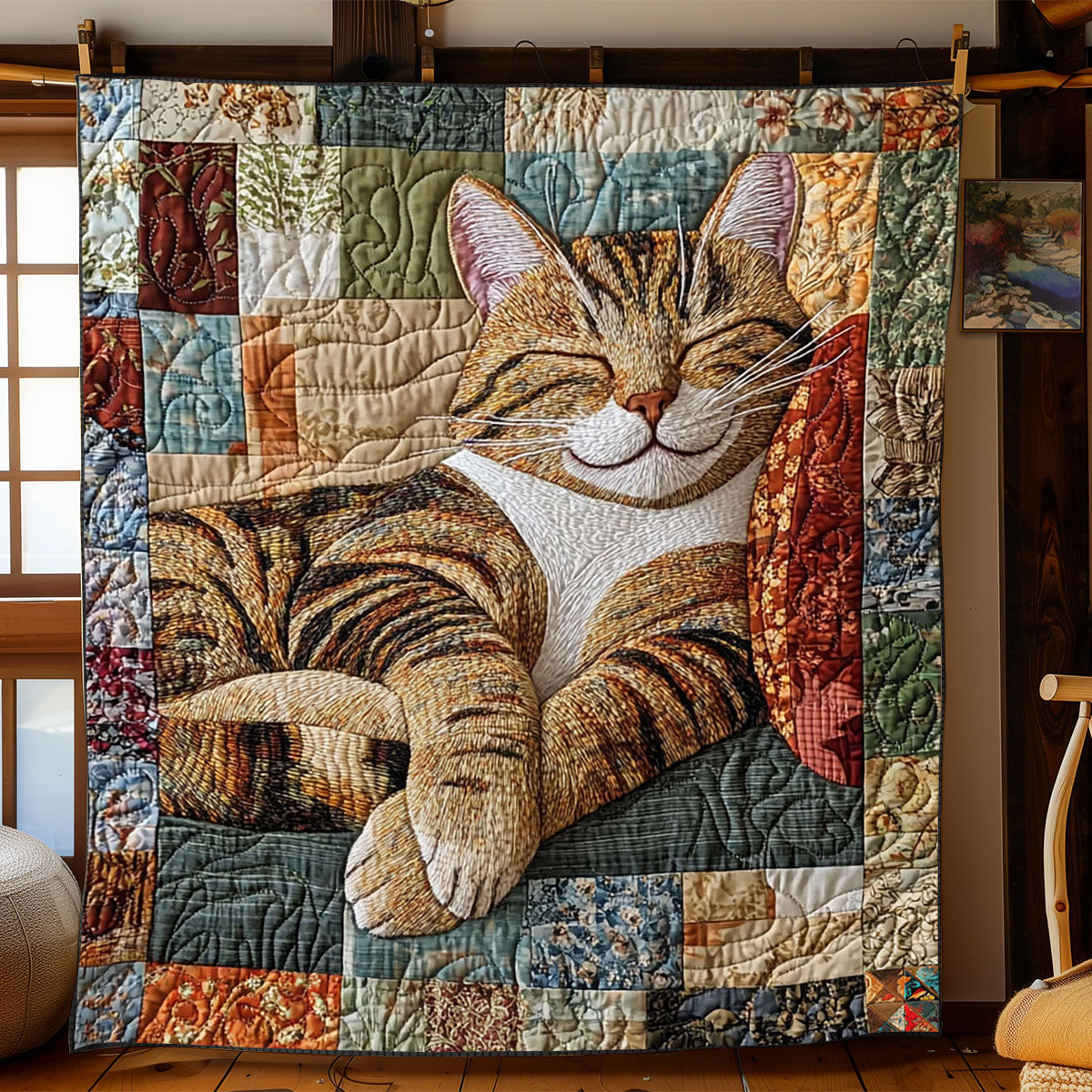 Patchwork Sleeping Cat WJ1912034CL Quilt