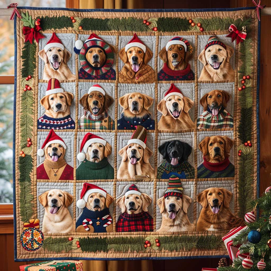 Golden Retriever Holiday Smiles WN1810020CL Quilt