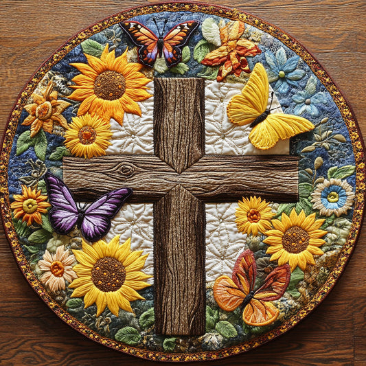 Graceful Cross WN2508069CL Quilted Round Mat