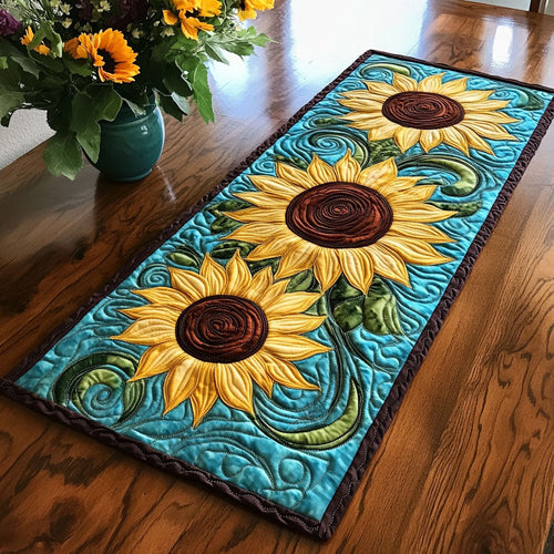 Charming Sunflower WX0606013CL Quilted Table Runner