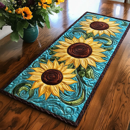 Charming Sunflower WX0606013CL Quilted Table Runner