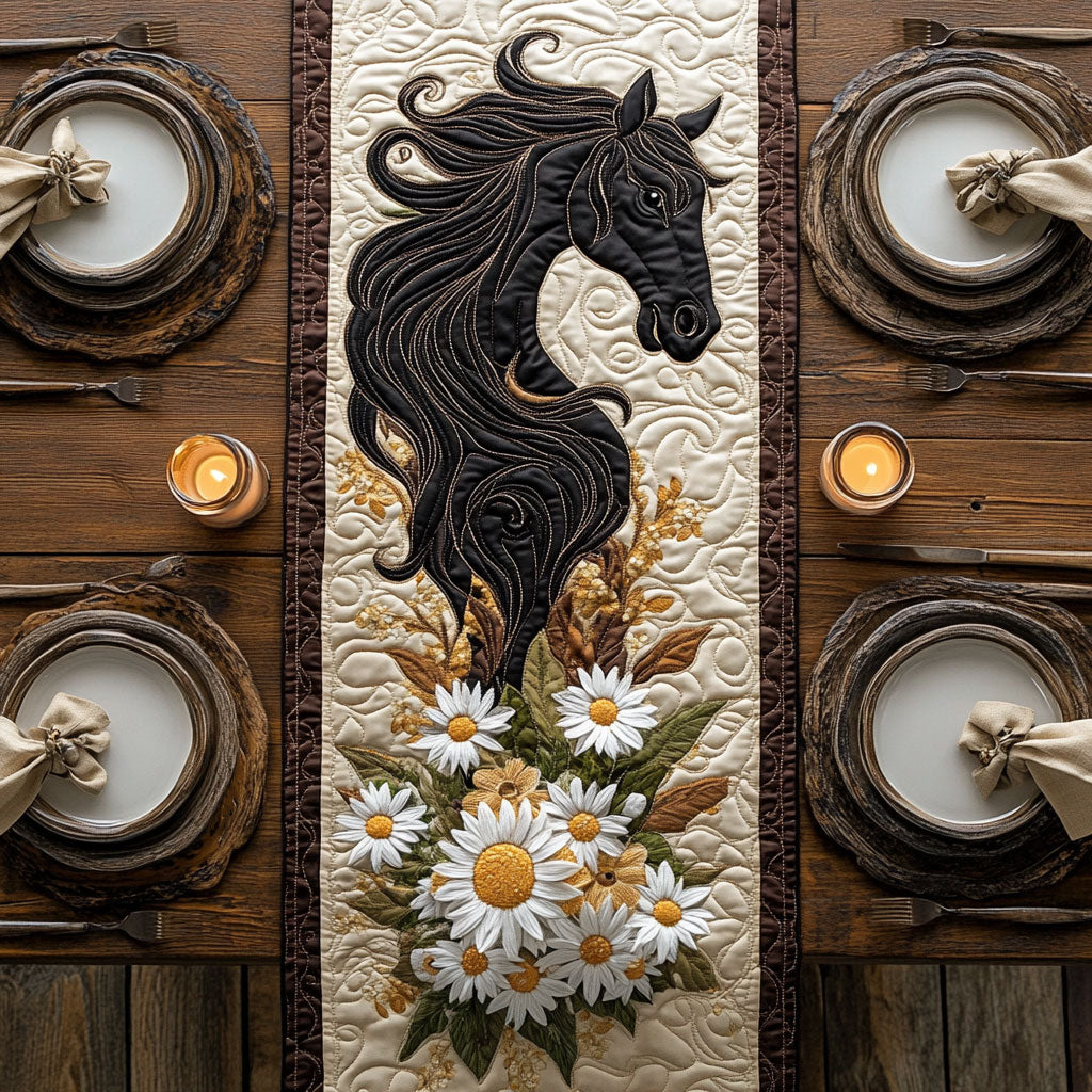 Horse Daisy WX2904023CL Quilted Table Runner