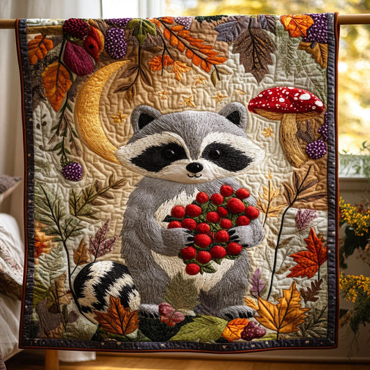 Raccoon In Night Harvest WY2508047CL Quilt