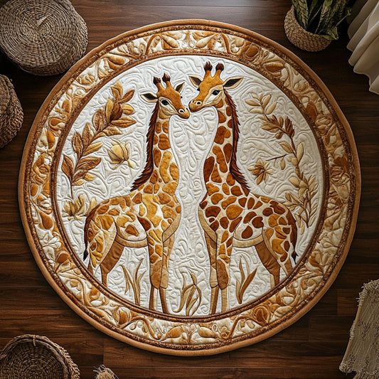 Couple Giraffe WY2005024CL Quilted Round Mat