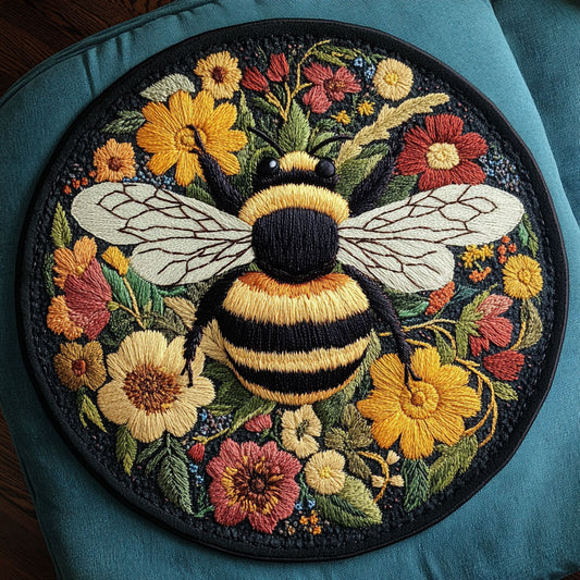 Bee Floral WX2003115CL Quilted Round Mat