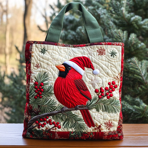 Festive Redbird CP2409039CL Quilted Tote Bag