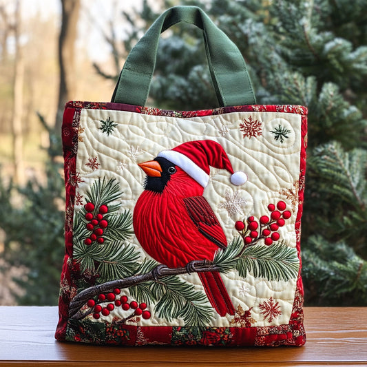 Festive Redbird CP2409039CL Quilted Tote Bag