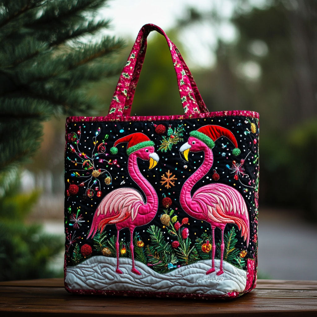Flamingo Christmas Glow WN0210020CL Quilted Tote Bag
