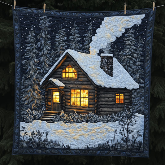 Cozy Wooden Christmas Cabin LT2509018CL Quilt