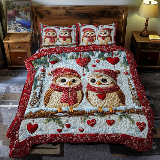 Couple Owl In Snow WY1701080CL Duvet Cover Set