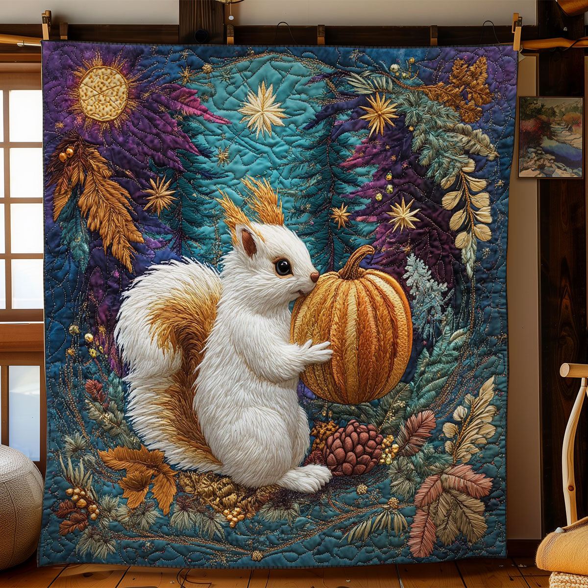 Fall Embrace Squirrel WN2605025CL Quilt