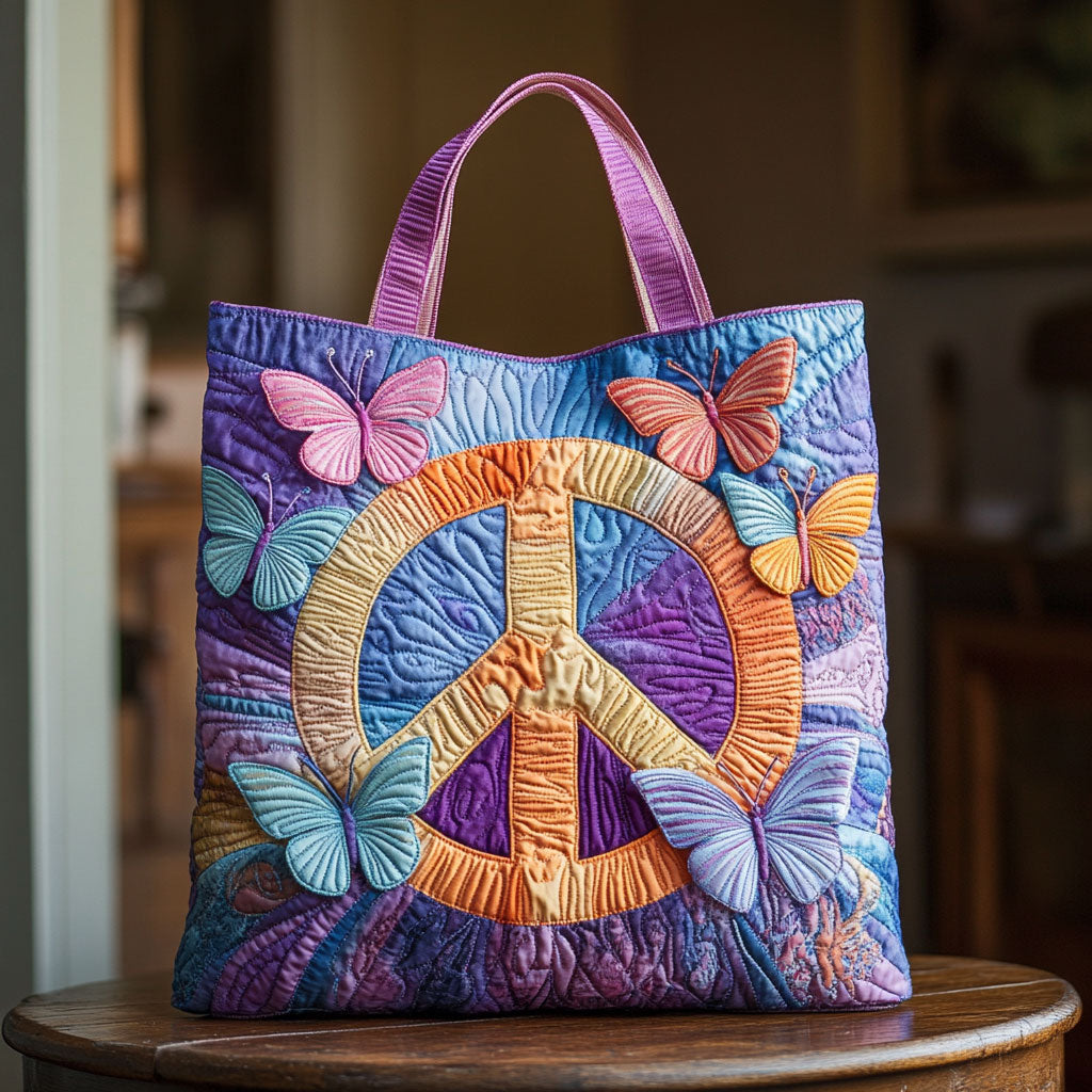 Rainbow Peace CW2709020CL Quilted Tote Bag