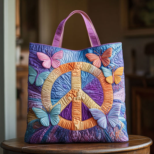 Rainbow Peace CW2709020CL Quilted Tote Bag