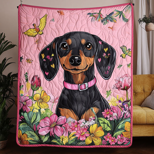 Dachshund Flower WT1810015CL Quilt