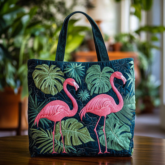 Jungle Flamingo CW2409010CL Quilted Tote Bag