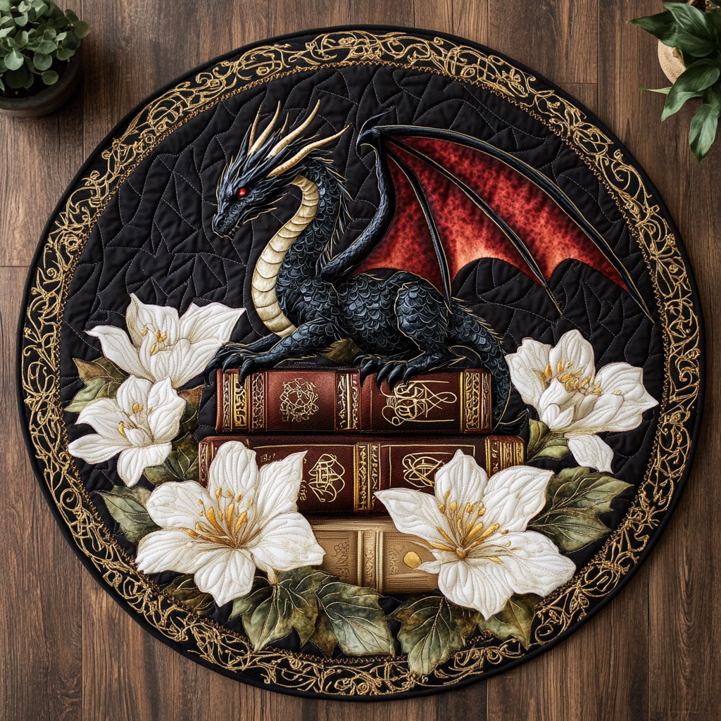 Bookish Dragon CM1205008CL Quilted Round Mat