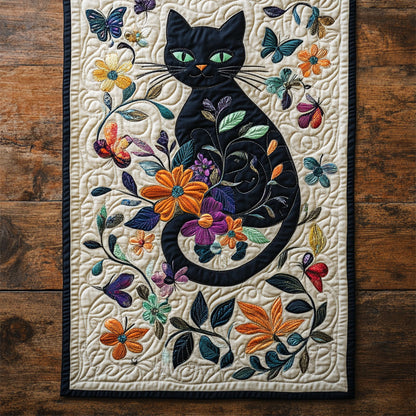 Black Cat In Garden WY2904086CL Quilted Table Runner