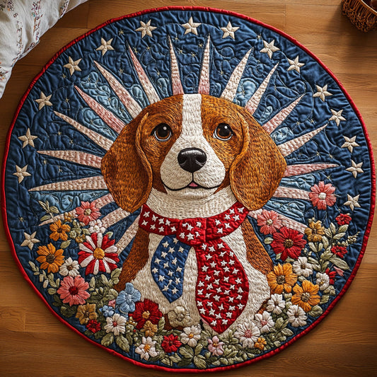 Beagle Banner WN1306002CL Quilted Round Mat