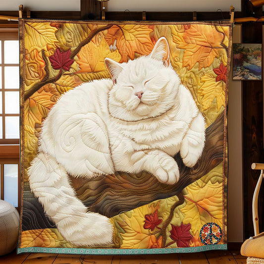 Autumn Sleeping White Cat WP2210003CL Quilt