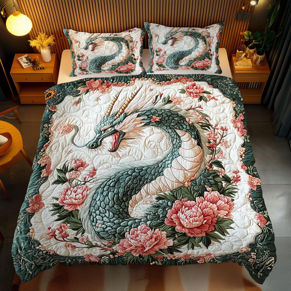 Majestic Dragon Blossom WY2612070CL Duvet Cover Set