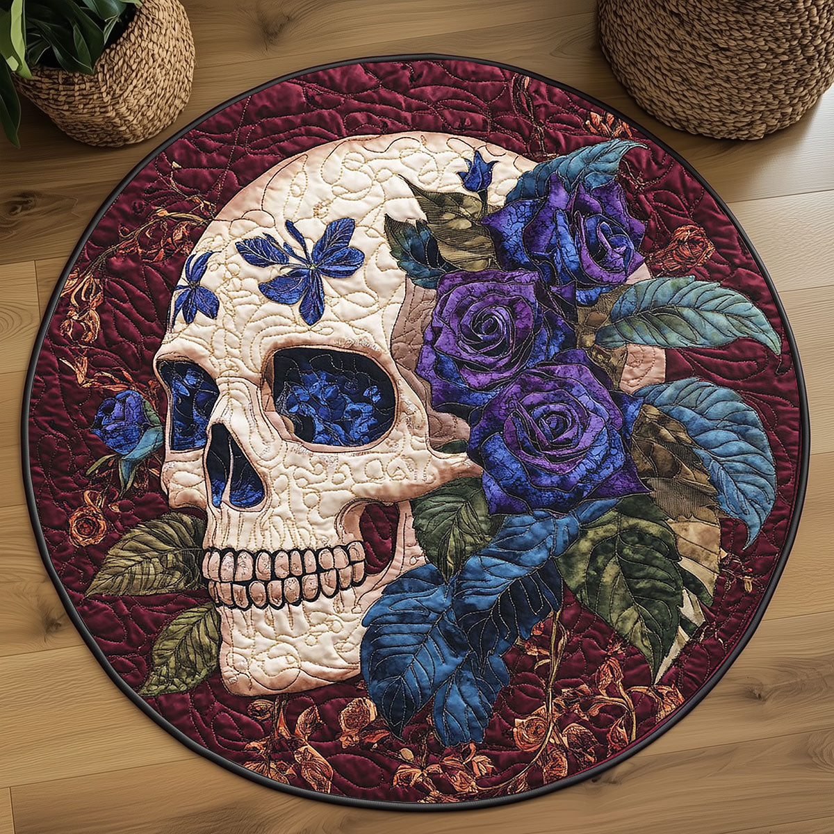 Ethereal Skull Garden WP2304009CL Quilted Round Mat