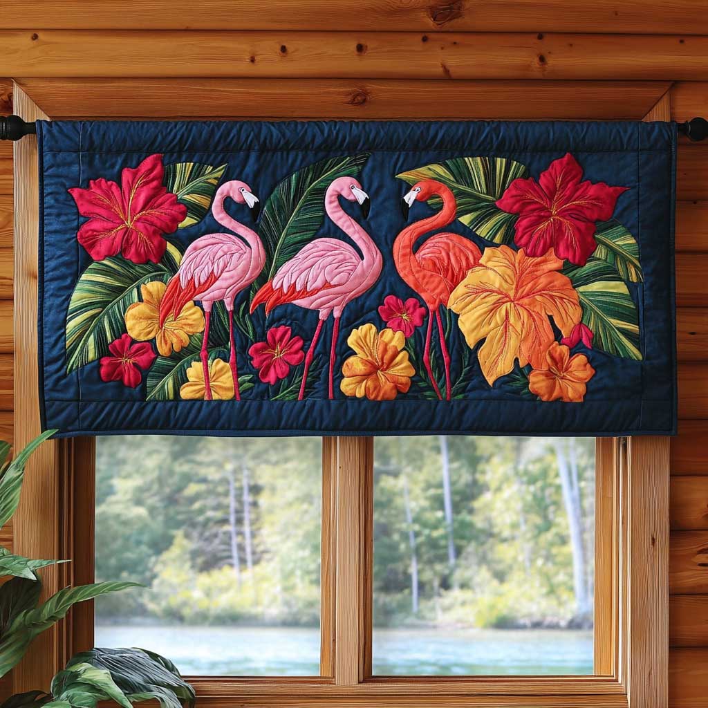 Flamingo Paradise WN1803032CL Quilted Valance