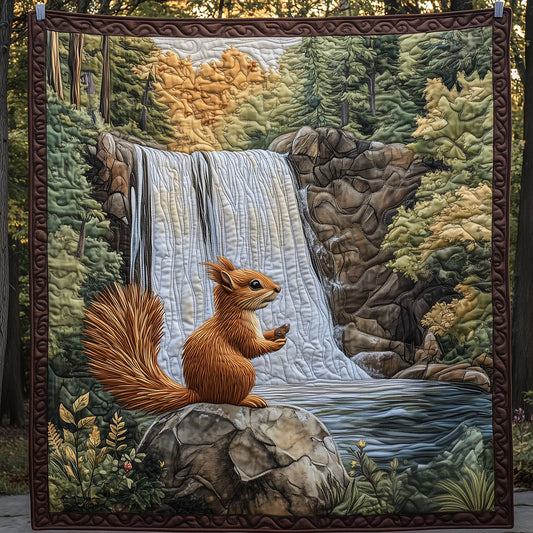 Squirrel Sitting Beside A Waterfall LT2409028CL Quilt