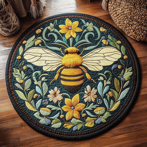 Floral Wreath Bee WY0206025CL Quilted Round Mat