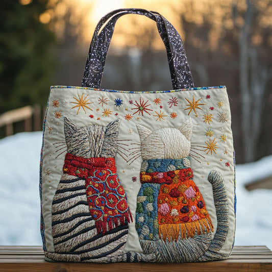 Cozy Firework Cats CW2309007CL Quilted Tote Bag