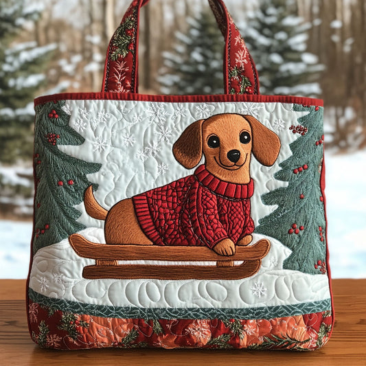 Festive Dachshund CW1211022CL Quilted Tote Bag