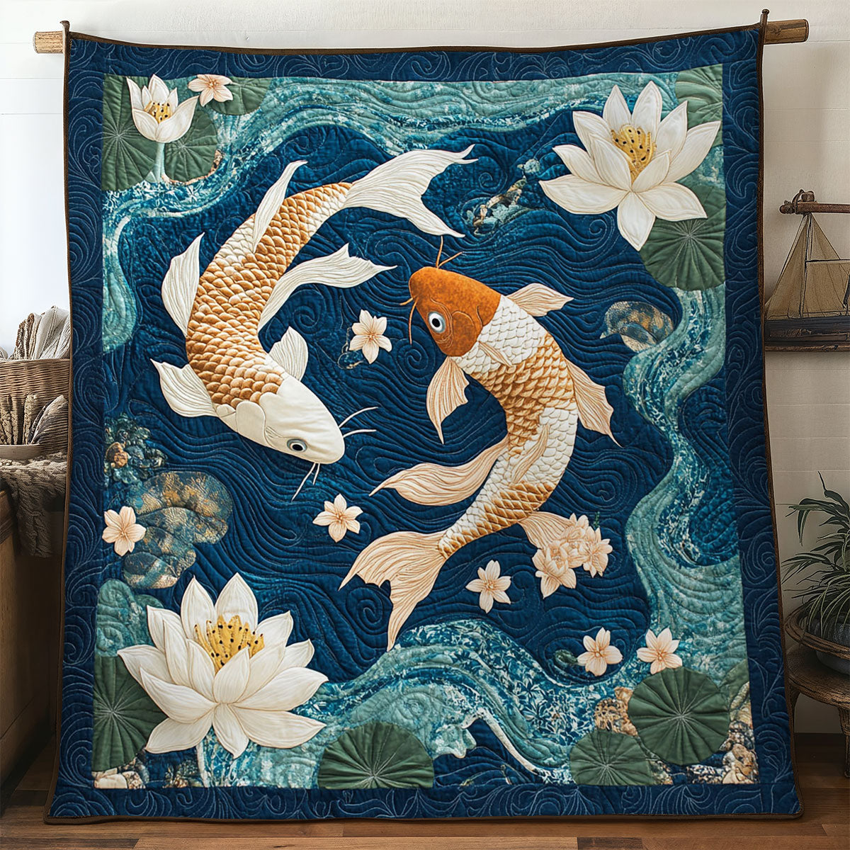 Dancing Koi Fish WN2107006CL Quilt
