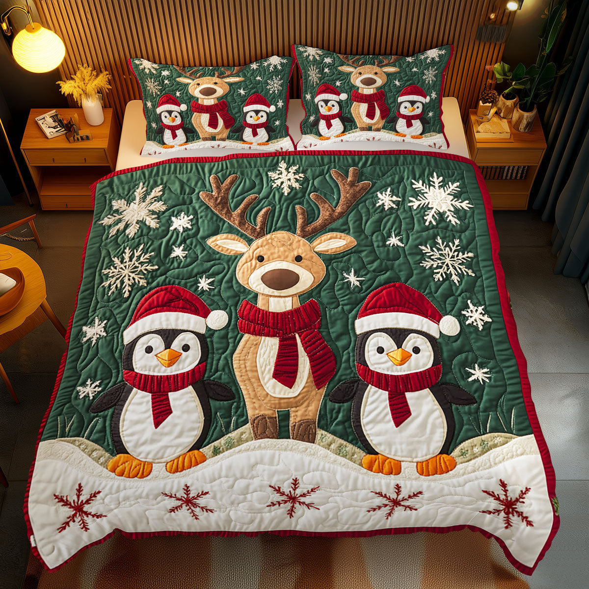 Christmas Reindeer And Penguin WJ2711035CL Duvet Cover Set