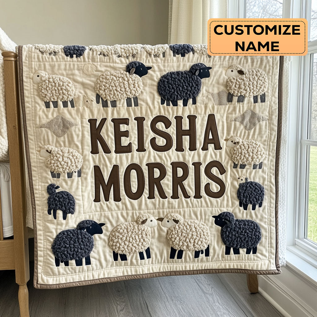 Woolly Sheep CP2207030CL Personalized Baby Quilt