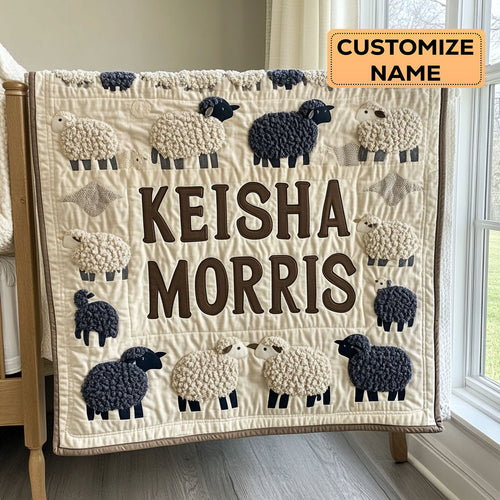 Woolly Sheep CP2207030CL Personalized Baby Quilt