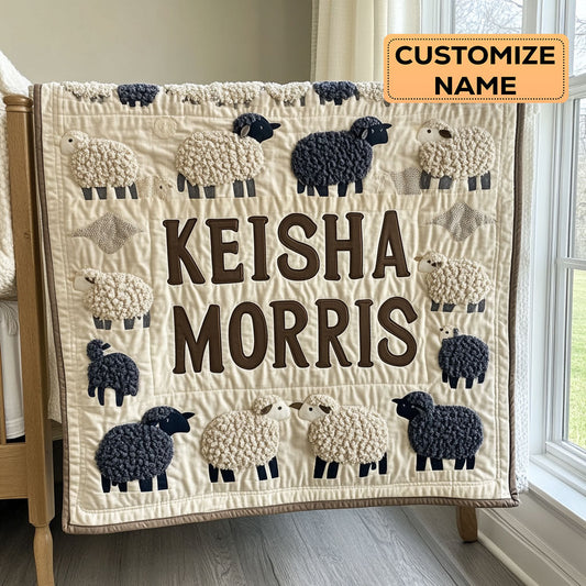 Woolly Sheep CP2207030CL Personalized Baby Quilt