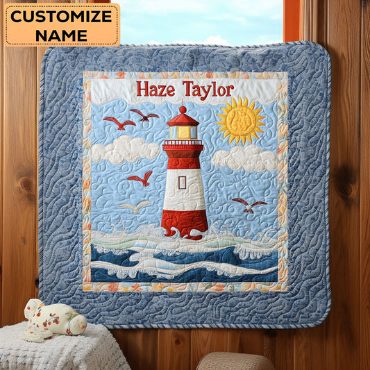 Lighthouse Waves WN3107031CL Personalized Baby Quilt