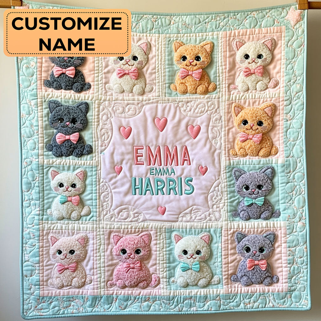 Kitten Hug CW2607033CL Personalized Baby Quilt