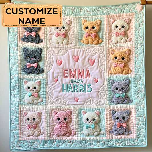 Kitten Hug CW2607033CL Personalized Baby Quilt