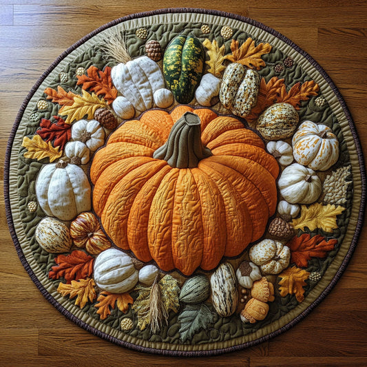 Harvest Pumpkin WY2108014CL Quilted Round Mat