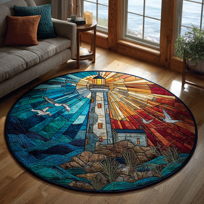 Charming Ocean Lighthouse CW1301130CL Quilted Round Mat