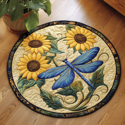 Sunflower Dragonfly CW0907033CL Quilted Round Mat