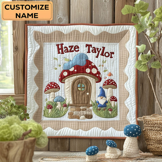 Happy Mushroom Home WN3107026CL Personalized Baby Quilt